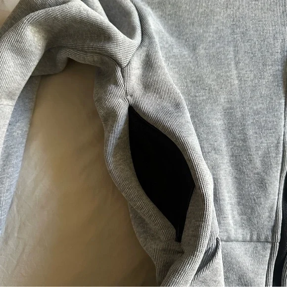 NIKE DRI-FIT Sweatshirt Women M Gray Zip Up Hooded Funnel Neck Thumb Hole - Picture 14 of 16